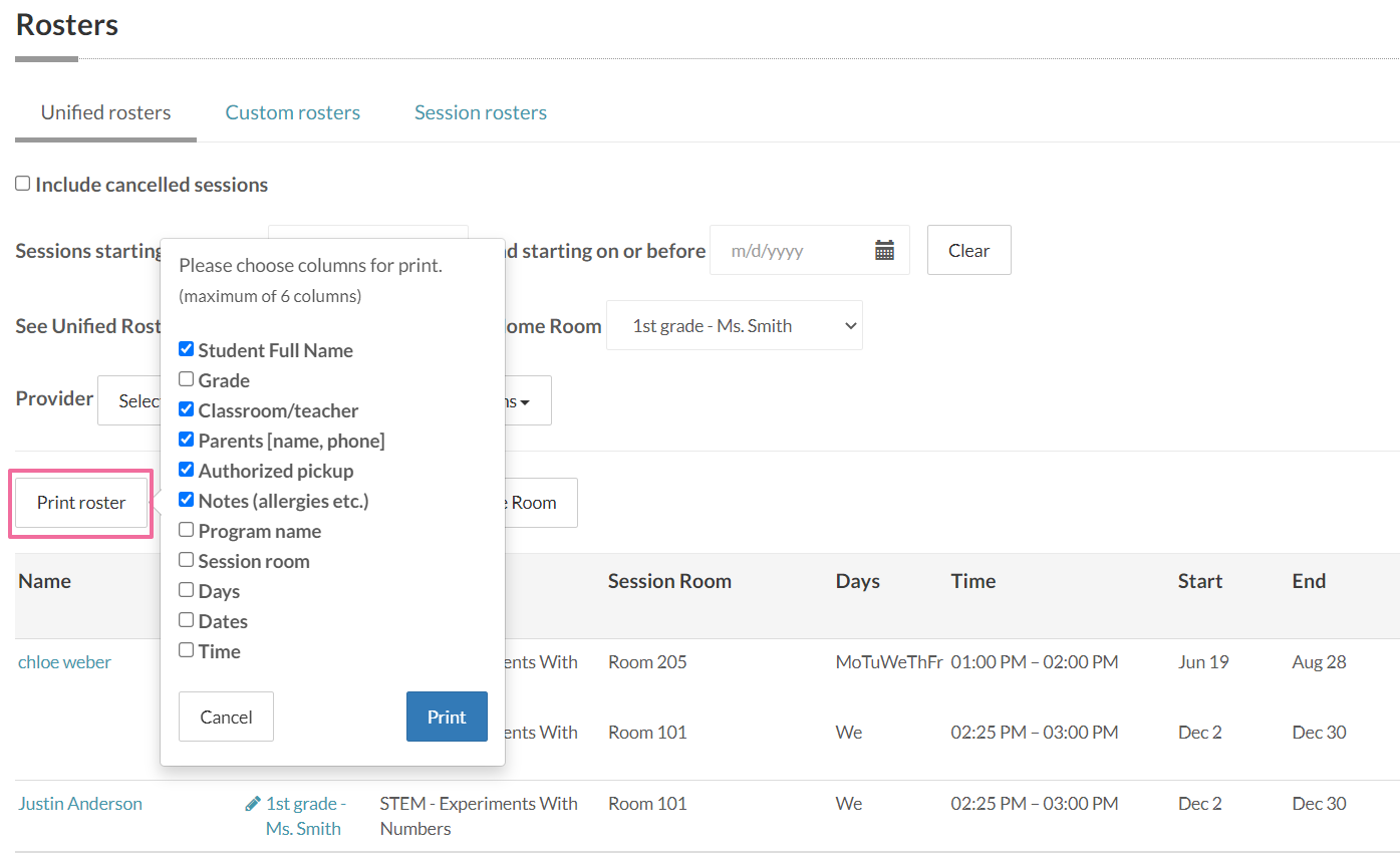 How to Use the Unified Roster on Your School Dashboard – Help for 6crickets